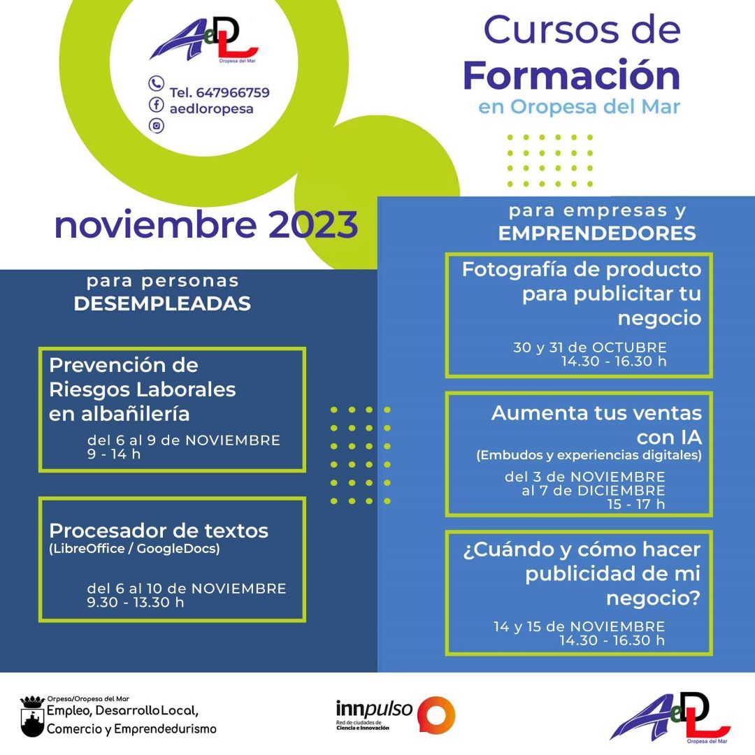 Próximos cursos de formación en Oropesa del Mar