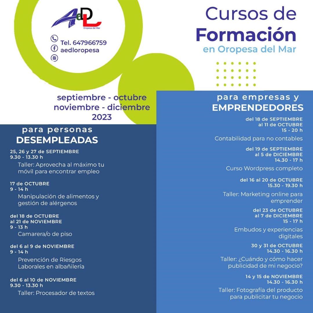 Inicio Cursos de Formación. Segundo semestre de 2023