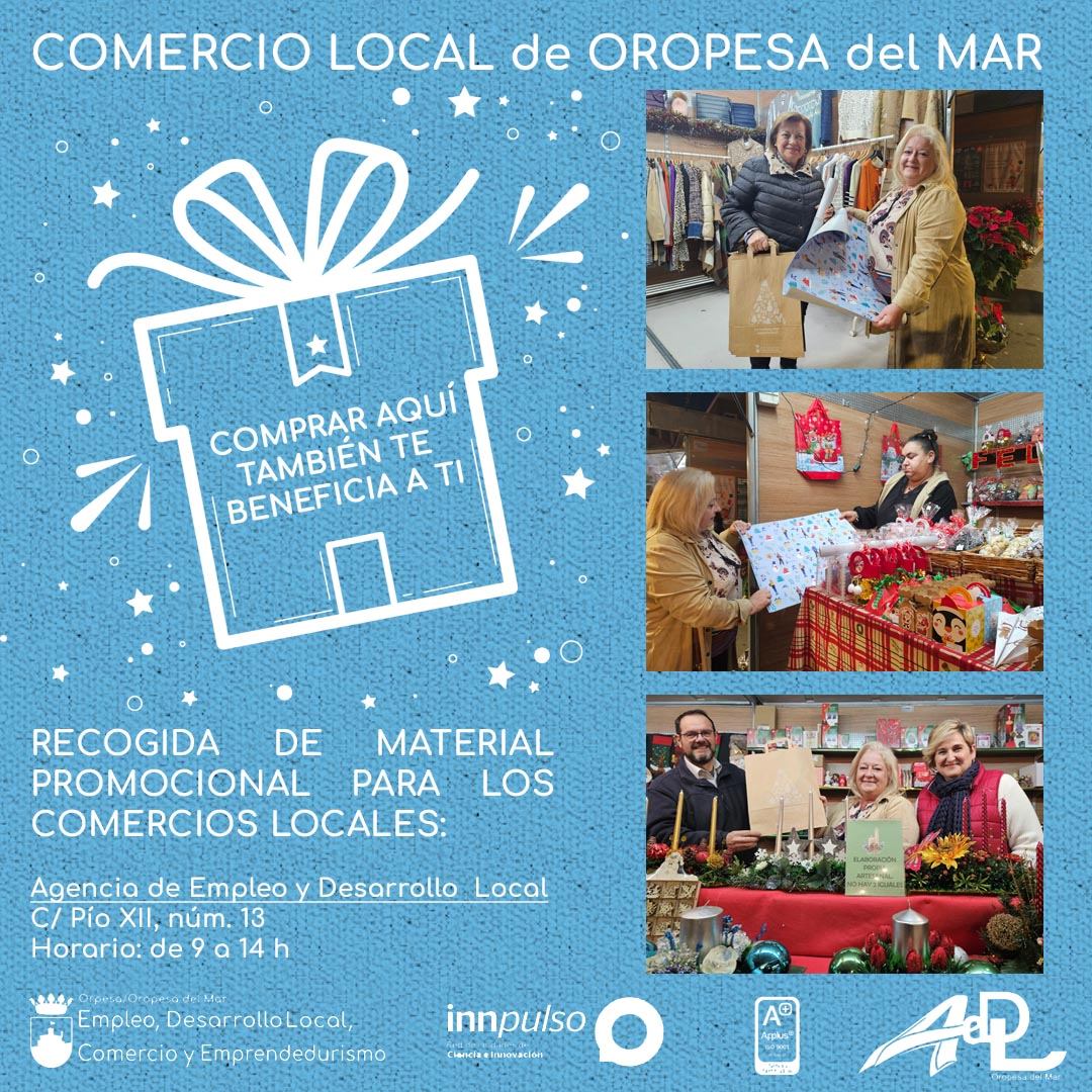 Entrega de material promocional para los comercios locales