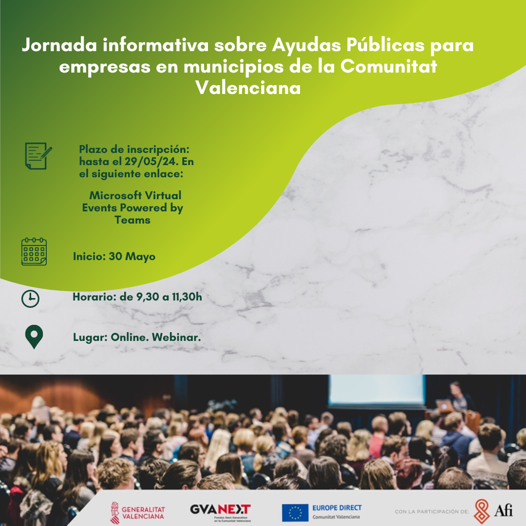 Jornada informativa sobre Ayudas Públicas para empresas en municipios de la Comunitat Valenciana