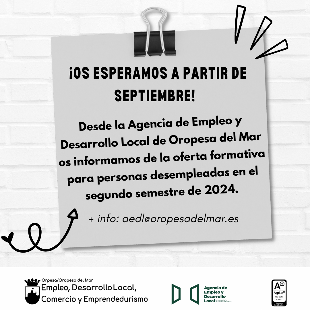 Programa formativo para personas desempleadas. Segundo Semestre 2024