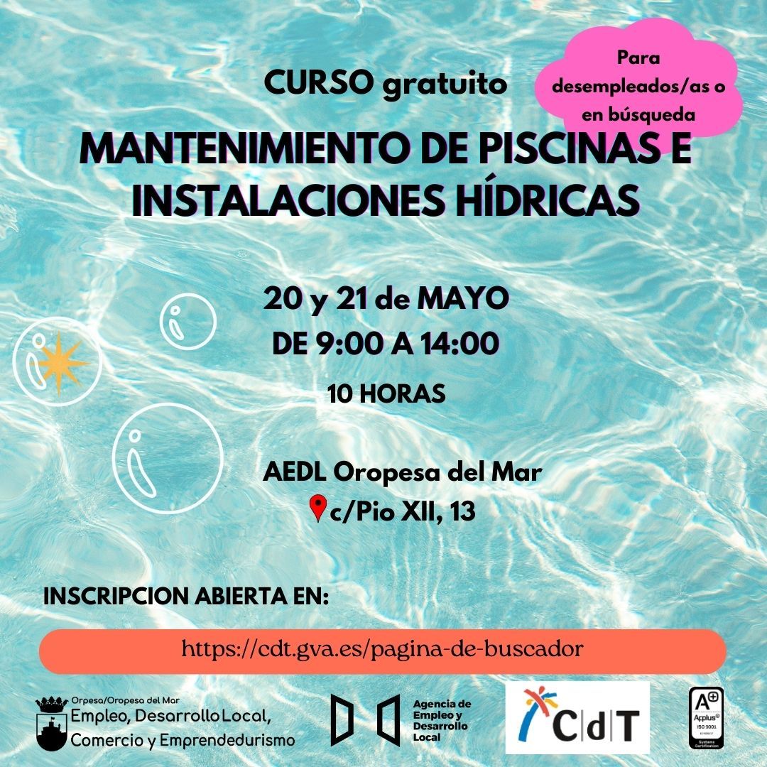 Mantenimiento de piscinas e instalaciones hídricas