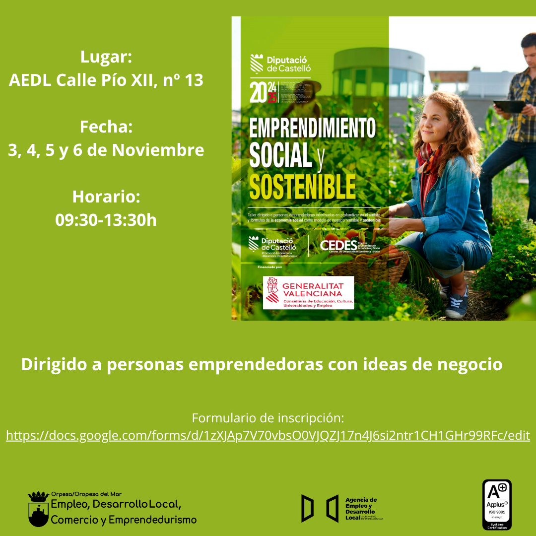 TALLER EMPRENDIMIENTO SOCIAL Y SOSTENIBLE