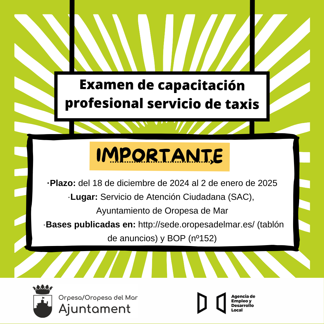 Examen de capacitación profesional servicio de taxis