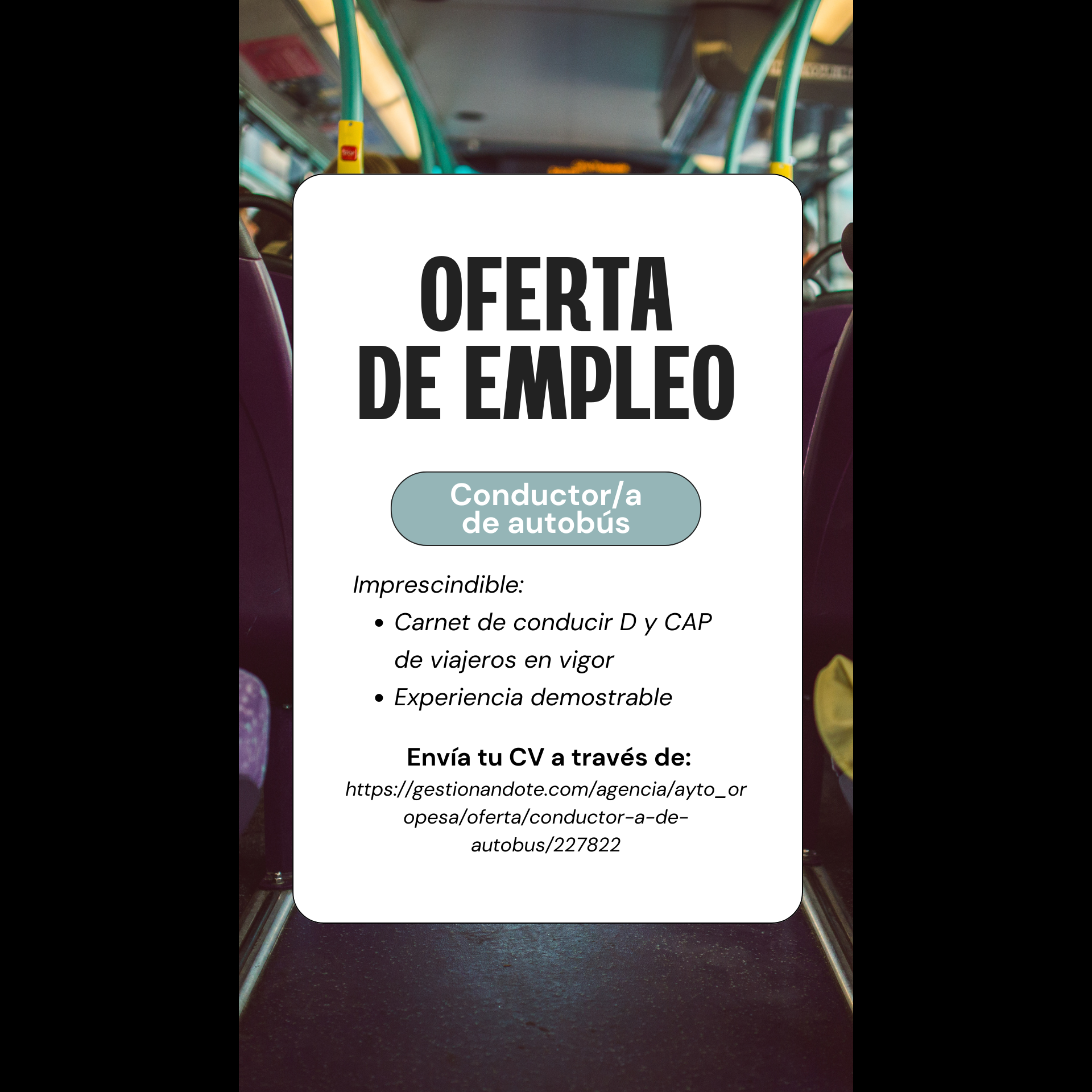 Oferta de empleo: "Conductor/a de autobús"