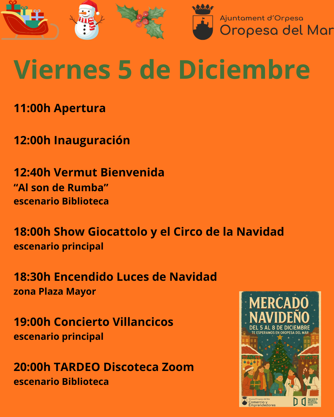 PROGRAMACIÓN DEL XIX MERCADO NAVIDEÑO DE OROPESA DEL MAR